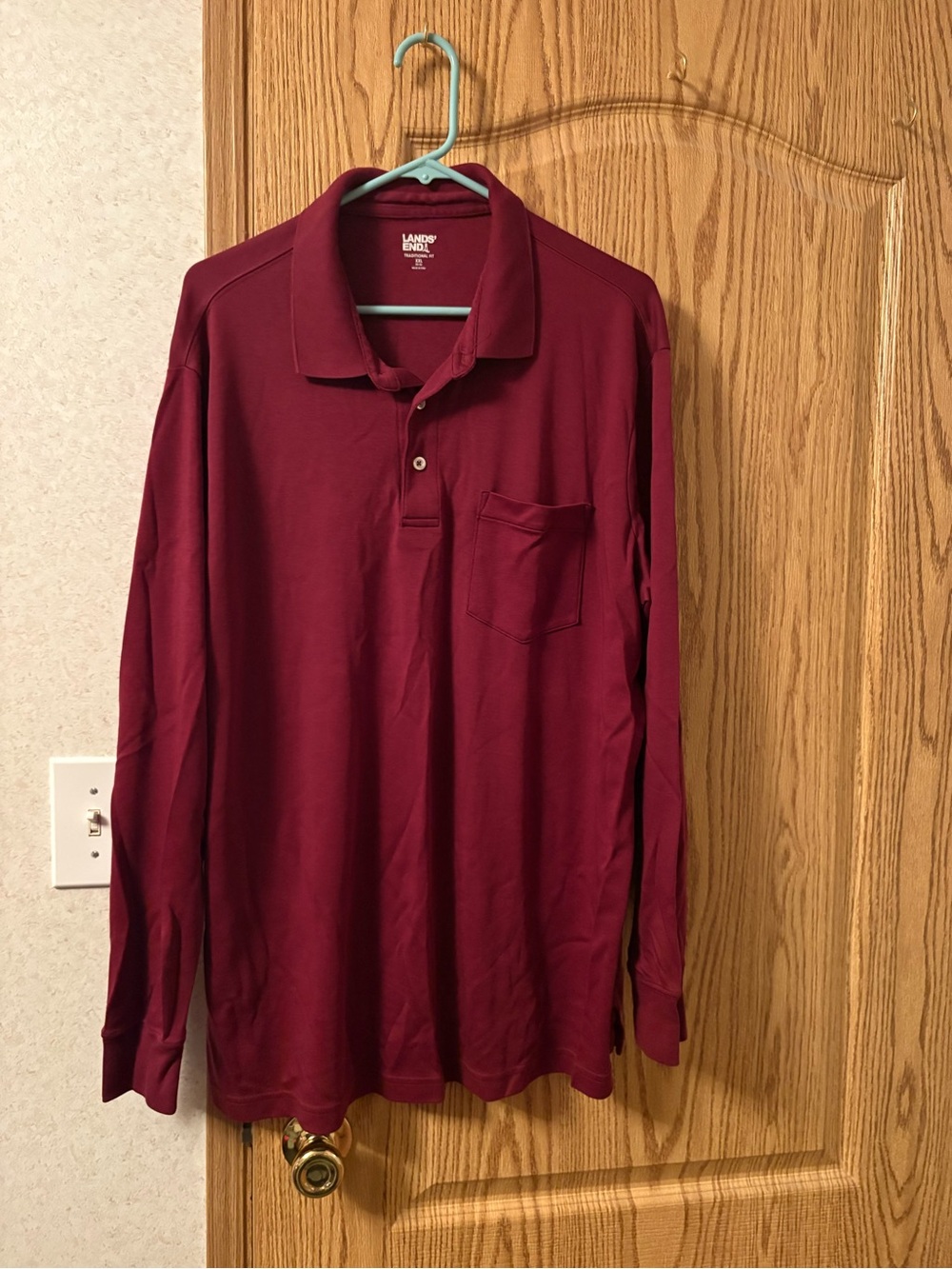 Lands' End Men's Long Sleeve Polo Shirt - Wine